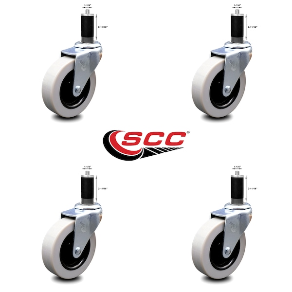 3 Inch Thermoplastic Rubber Wheel 1-1/4 Inch Expanding Stem Caster SCC, 4PK